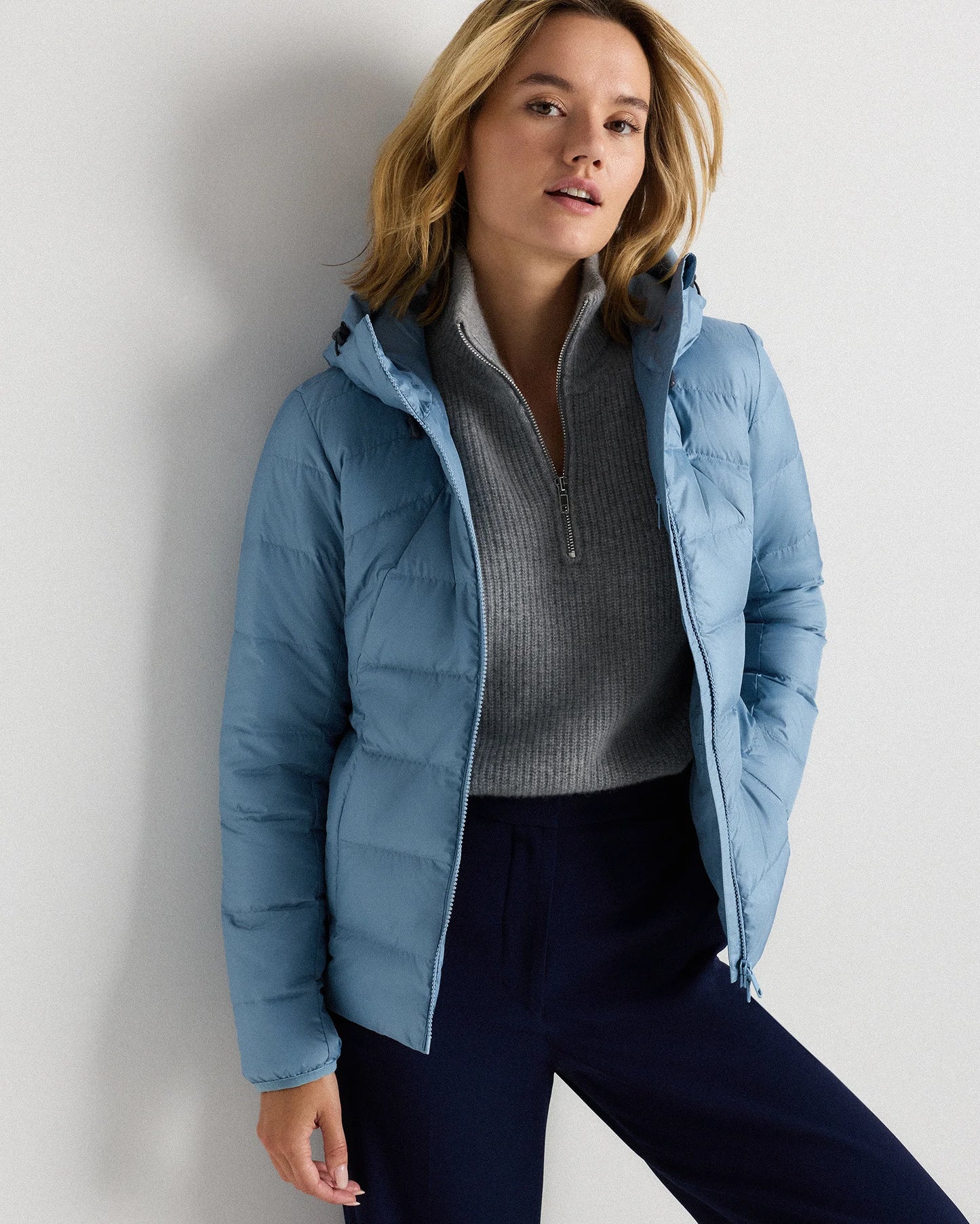 Lightweight Down Packable Puffer Hooded Jacket - XS / Navy