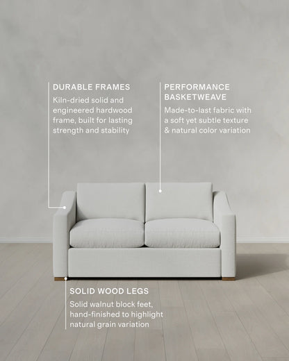 Hollis Slope Arm Sofa in Performance Basketweave - 72" / Flax