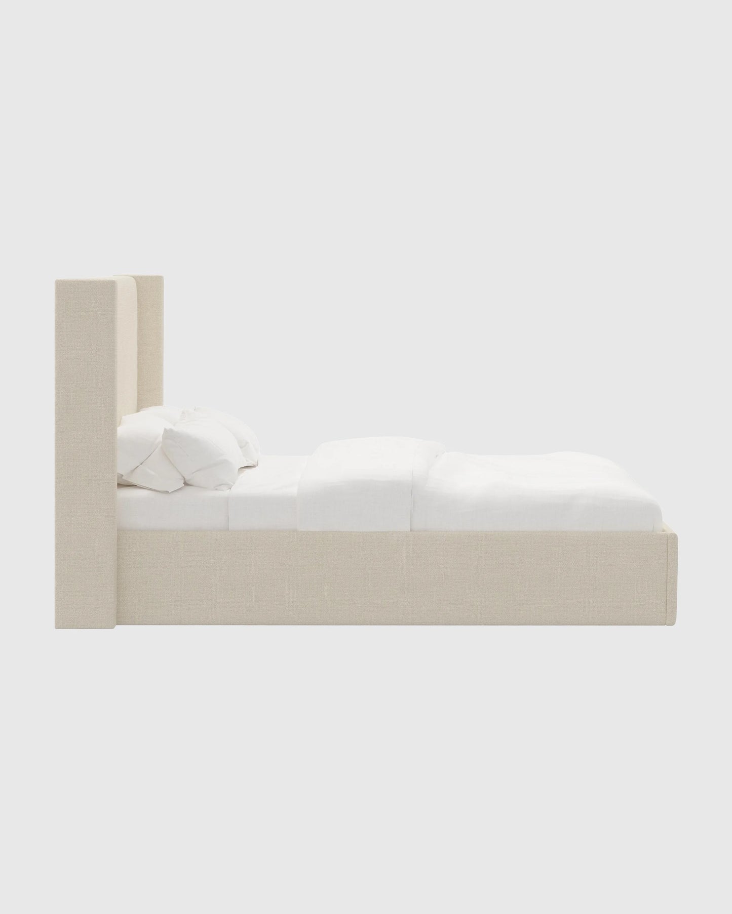 100% Linen Wingback Bed - Full / Canvas