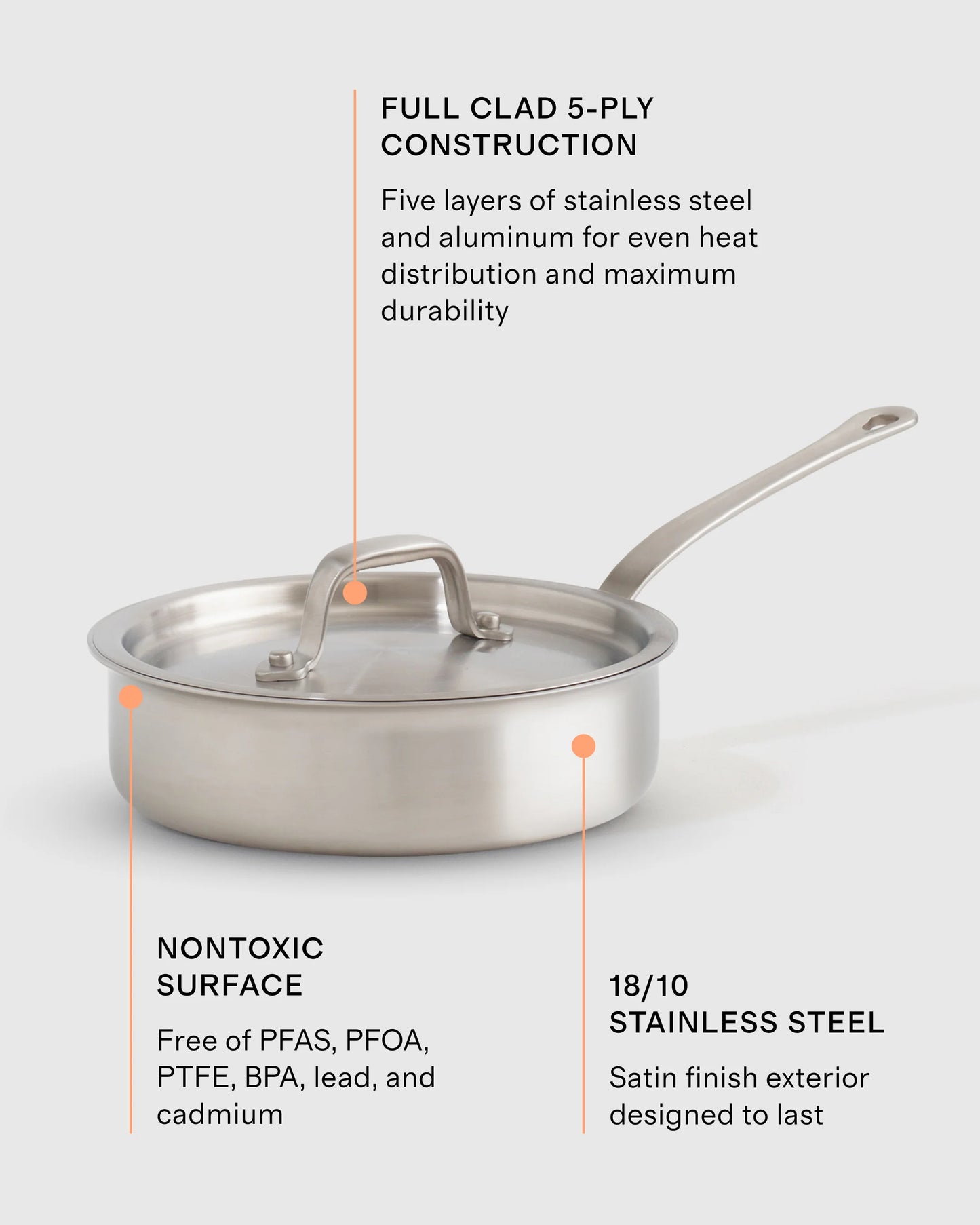 5-Ply Stainless Steel 3 Quart Sauté Pan - One Size / No Color