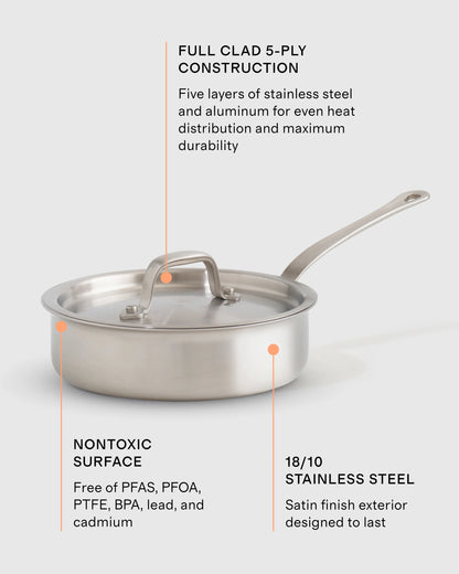 5-Ply Stainless Steel 3 Quart Sauté Pan - One Size / No Color