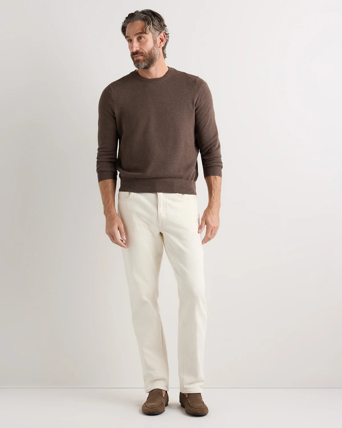 100% Organic Cotton Pique Crewneck Sweater - S / Moonstone Blue