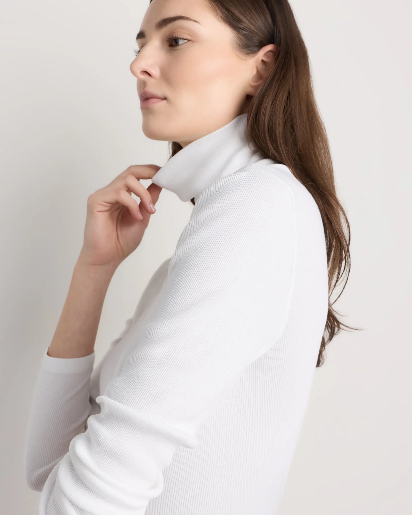 Organic Cotton Micro-Rib Turtleneck - XS / Taupe Brown