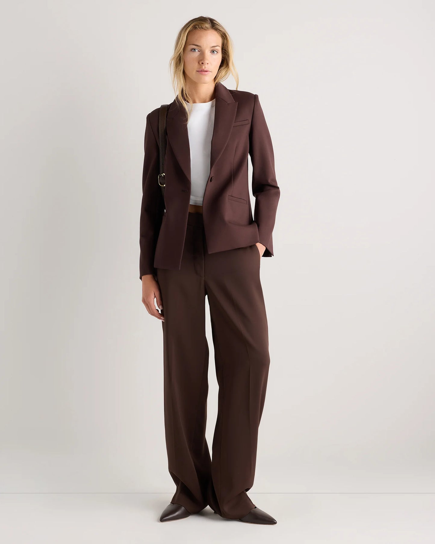 Ultra-Stretch Ponte Single-Breasted Blazer - XS / Espresso