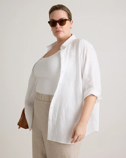 100% European Linen Long Sleeve Shirt - 1X / Flax