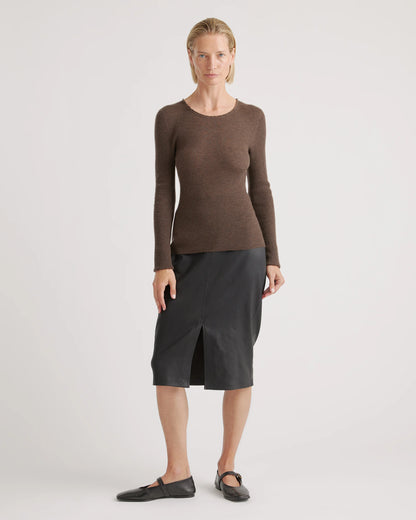 Featherweight Cashmere Ribbed Crewneck Sweater - XS / Charcoal
