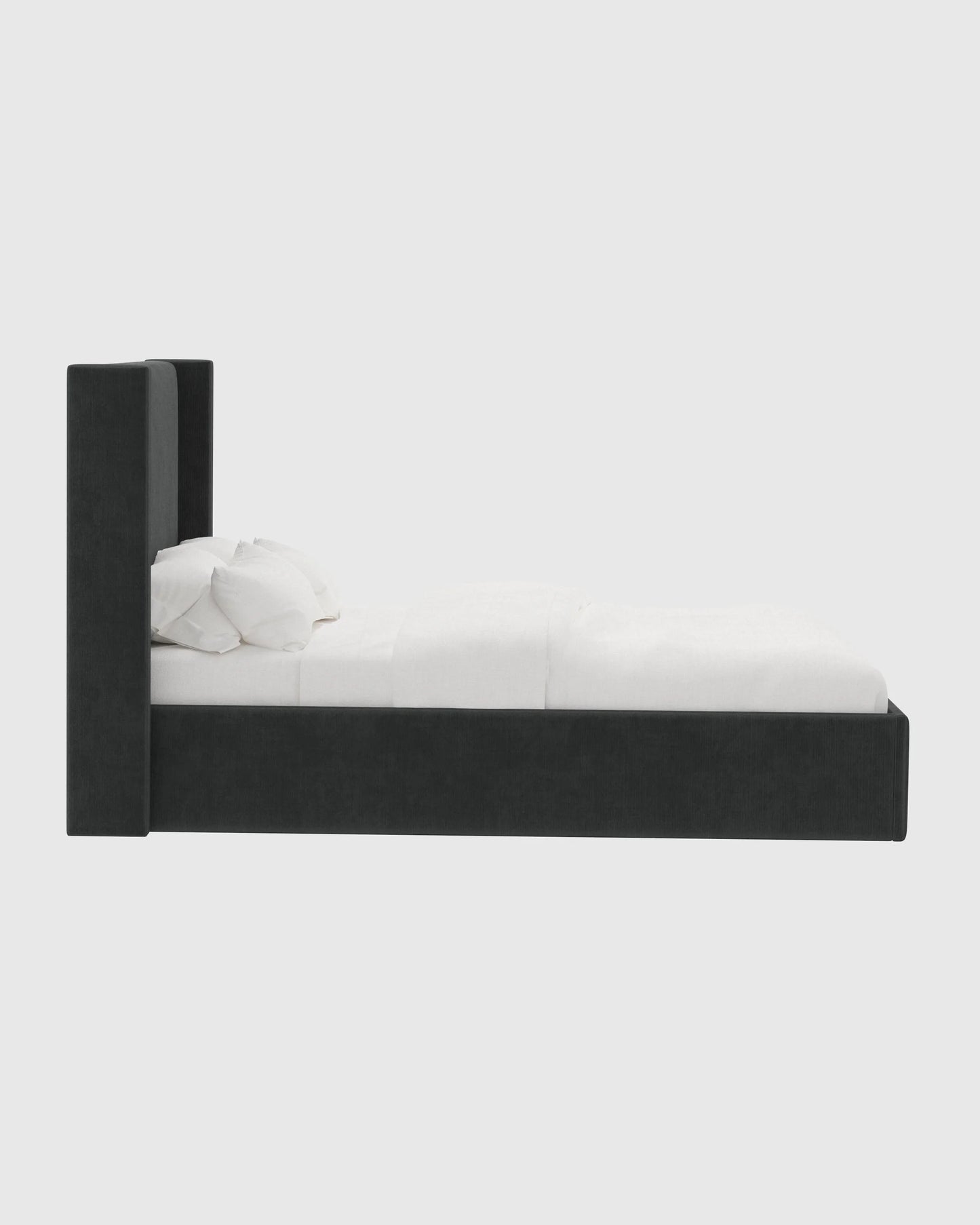 Wingback Bed in Performance Velvet - Full / Walnut