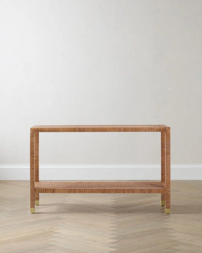 Handwoven Rattan Console Table - One Size / Natural