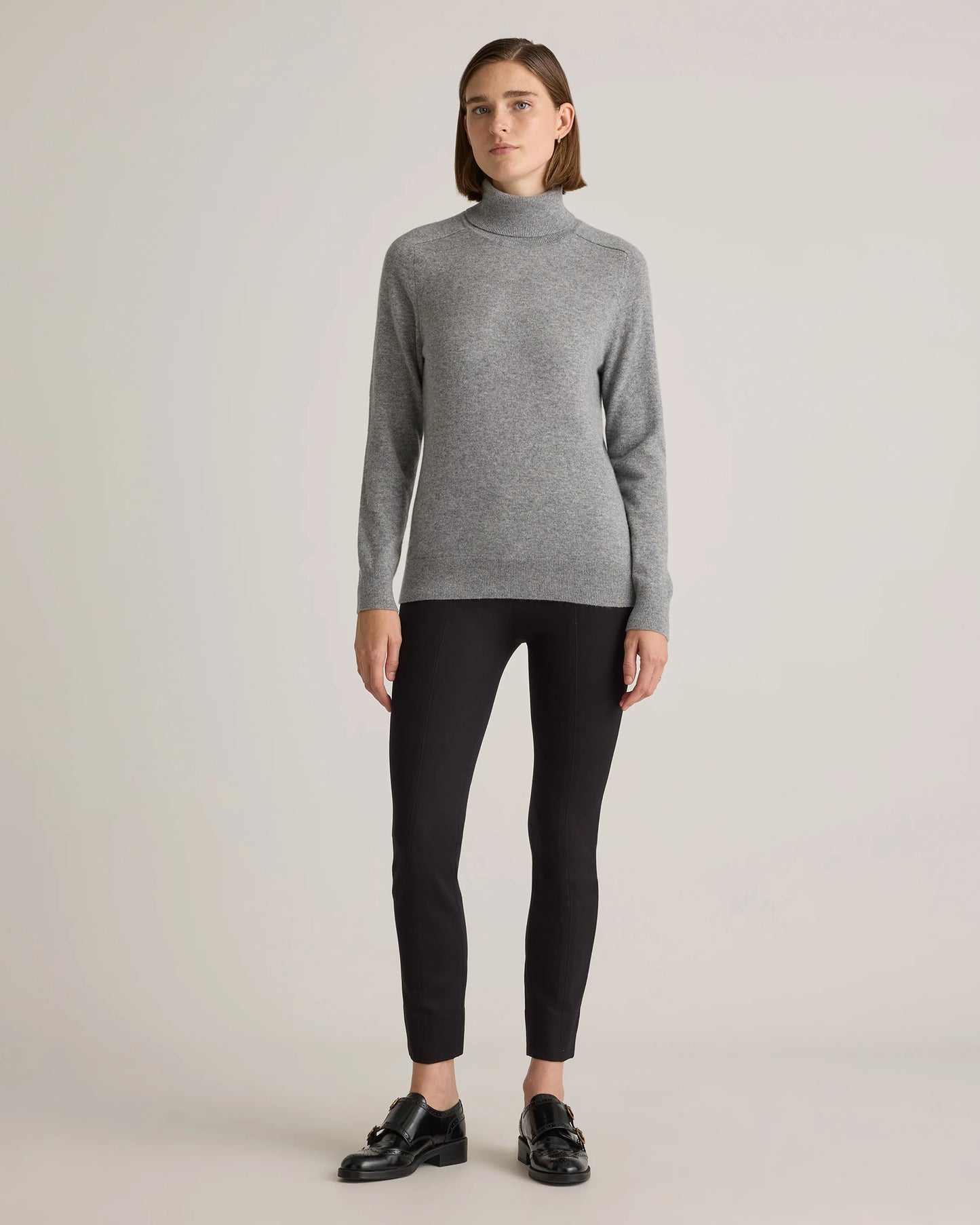 Mongolian Cashmere Turtleneck Sweater - XS / Heather Grey