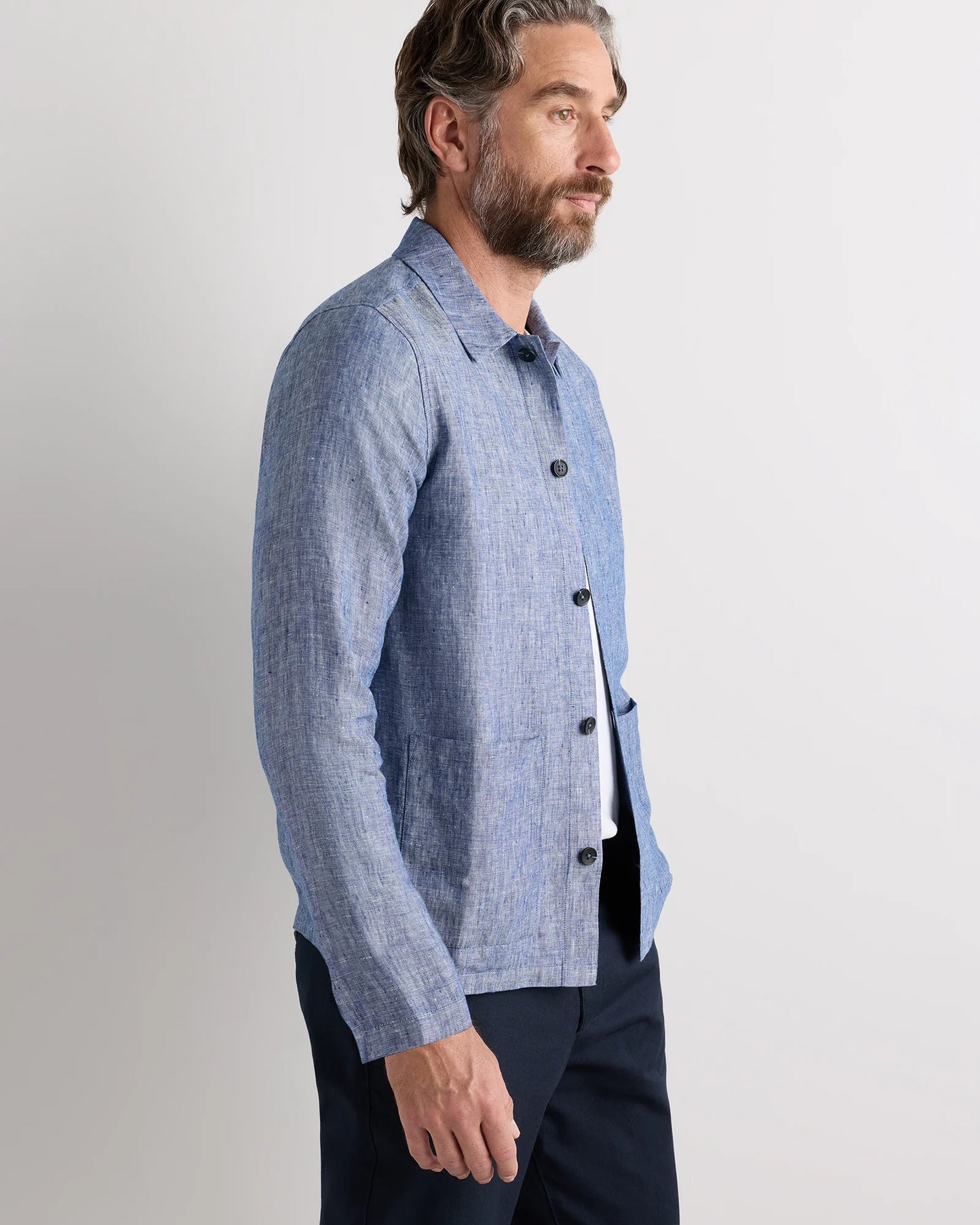 100% European Linen Chore Jacket - S / Flax