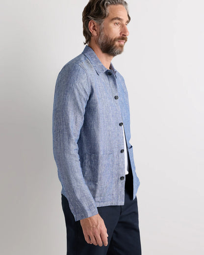 100% European Linen Chore Jacket - S / Flax