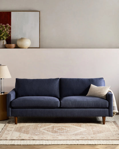 Atlas Midcentury Sofa in Performance Velvet - 6ft / Ivory