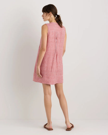 100% European Linen Sleeveless Swing Dress - XS / Classic Mini Gingham