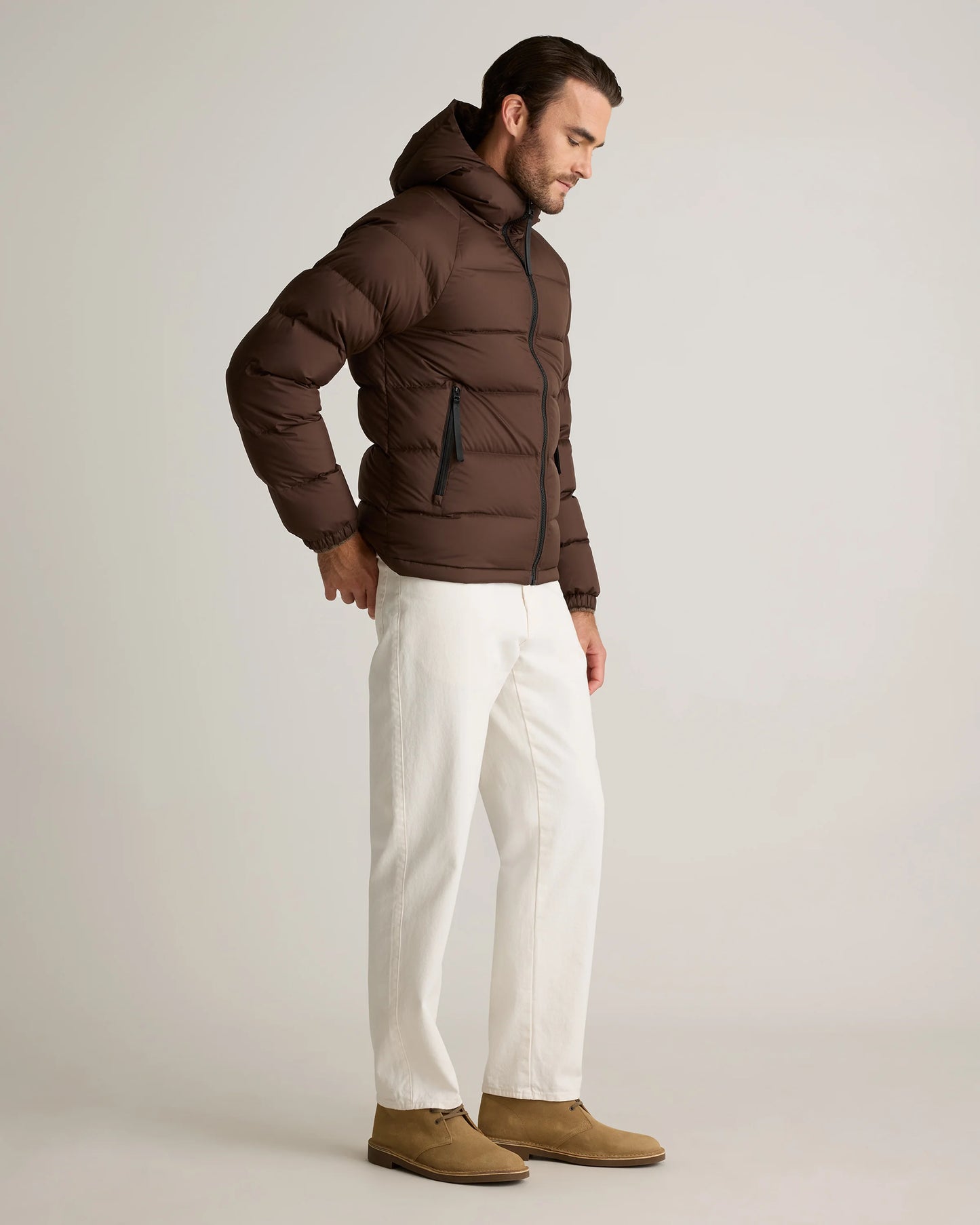 Responsible Down Puffer Jacket with Hood - S / Hot Fudge
