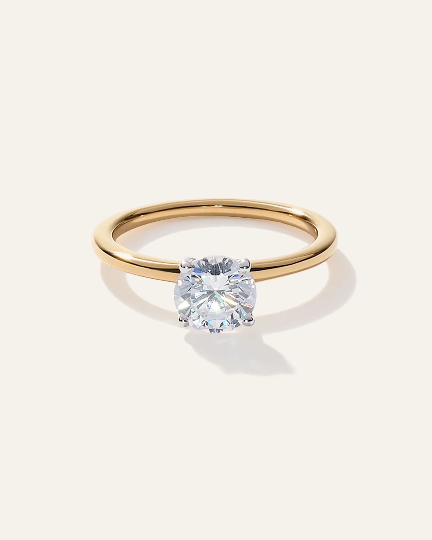 Lab Grown Diamond Round Petite Classic Engagement Ring - 4 / Yellow Gold