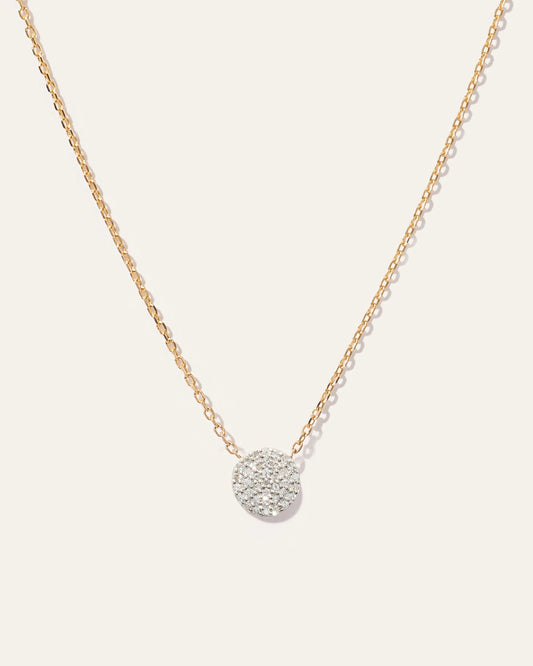 14K Gold Diamond Pave Disc Necklace - One Size / Yellow Gold