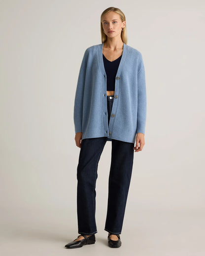 Mongolian Cashmere Oversized Boyfriend Cardigan Sweater - XS / Brown