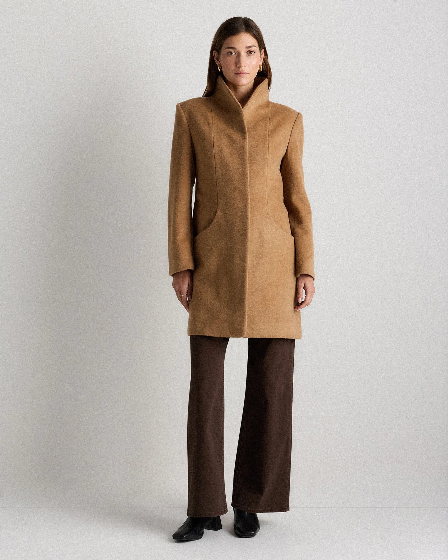 Wool Cashmere Cocoon Coat - XS / Dark Chocolate