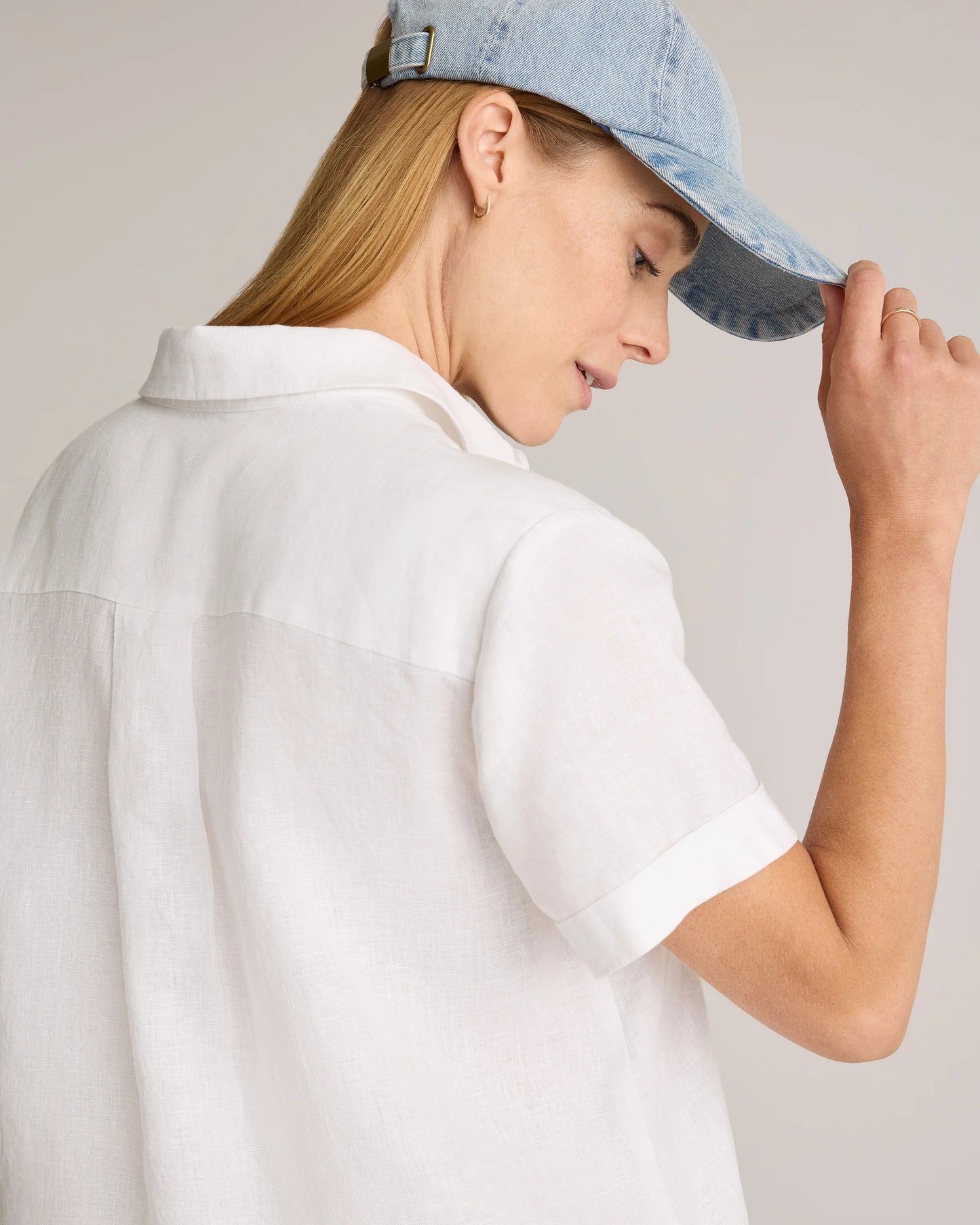 100% European Linen Maternity Camp Shirt - XS / Blue Pinstripe