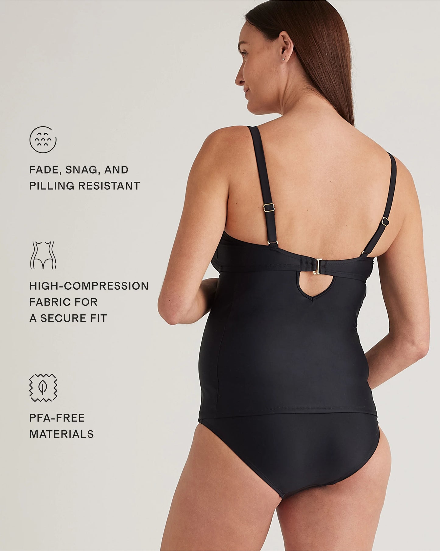 Italian Maternity Two-Piece Tankini Swimsuit - XS / Black
