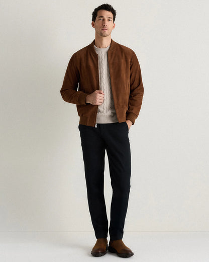 100% Suede Bomber Jacket - XS / True Black