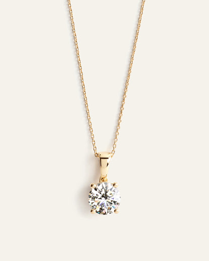 14K Gold Lab Grown Diamond Solitaire Pendant - 2ct - One Size / Yellow Gold