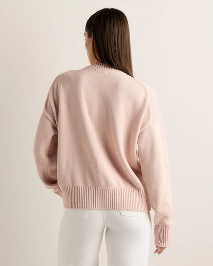 100% Organic Cotton Boyfriend Crew Sweater - XS / Speckled Beige