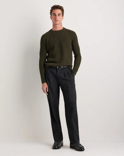 Mongolian Cashmere Fisherman Crewneck Sweater - S / Navy Marl