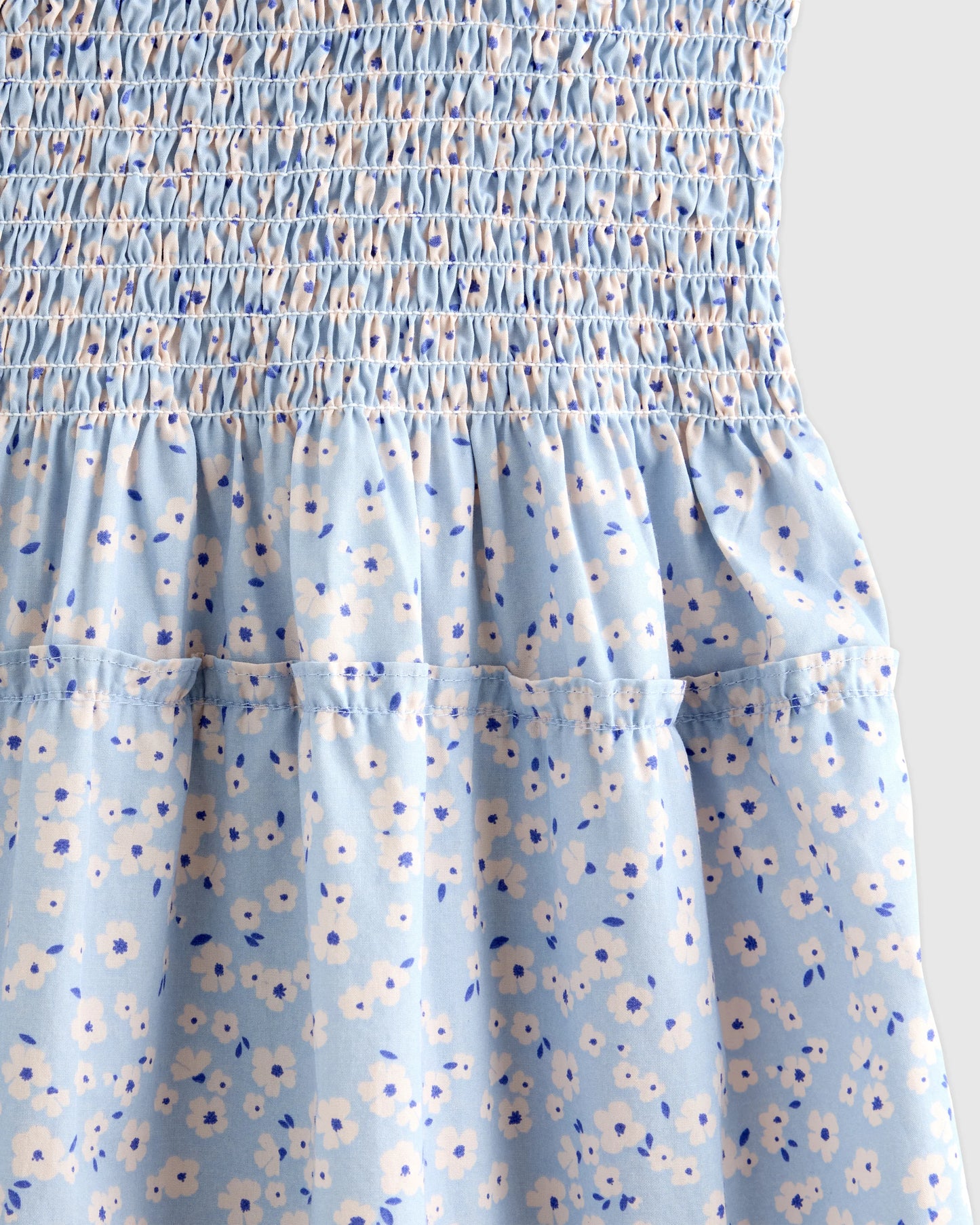 100% Organic Cotton Poplin Smocked Dress - 2T / Floral Sprigs