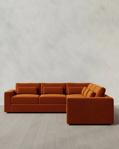 Ashford Deep Seat L Sectional in Performance Velvet - 119x119 / Taupe