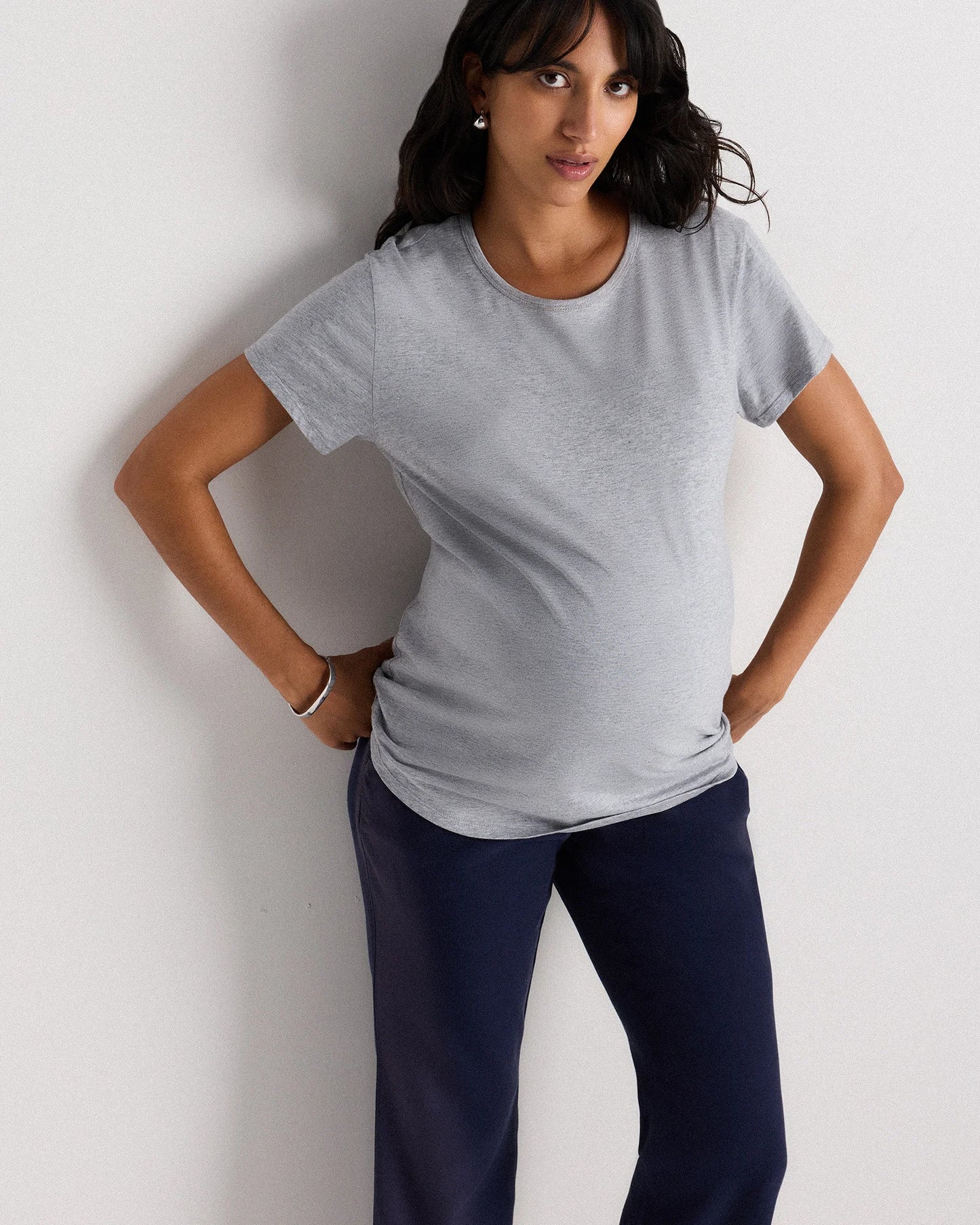 Cotton Modal Maternity Crew Neck Tee (2-pack) - XS / Black/Redwood Brown