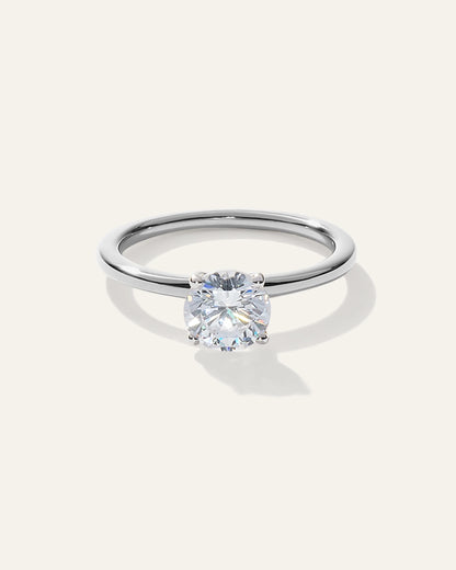 Lab Grown Diamond Round Petite Classic Engagement Ring - 4 / Yellow Gold
