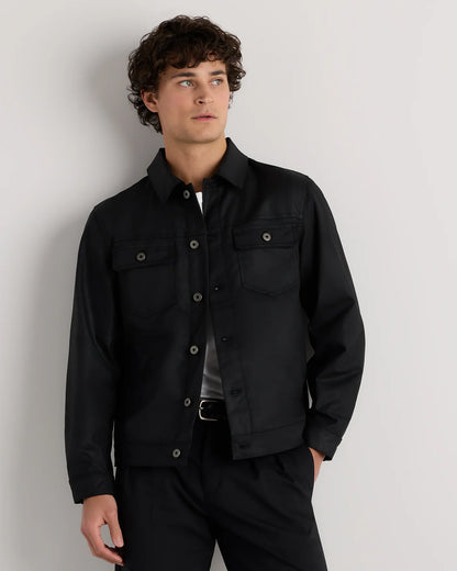 Organic Waxed Canvas Trucker Jacket - S / Black