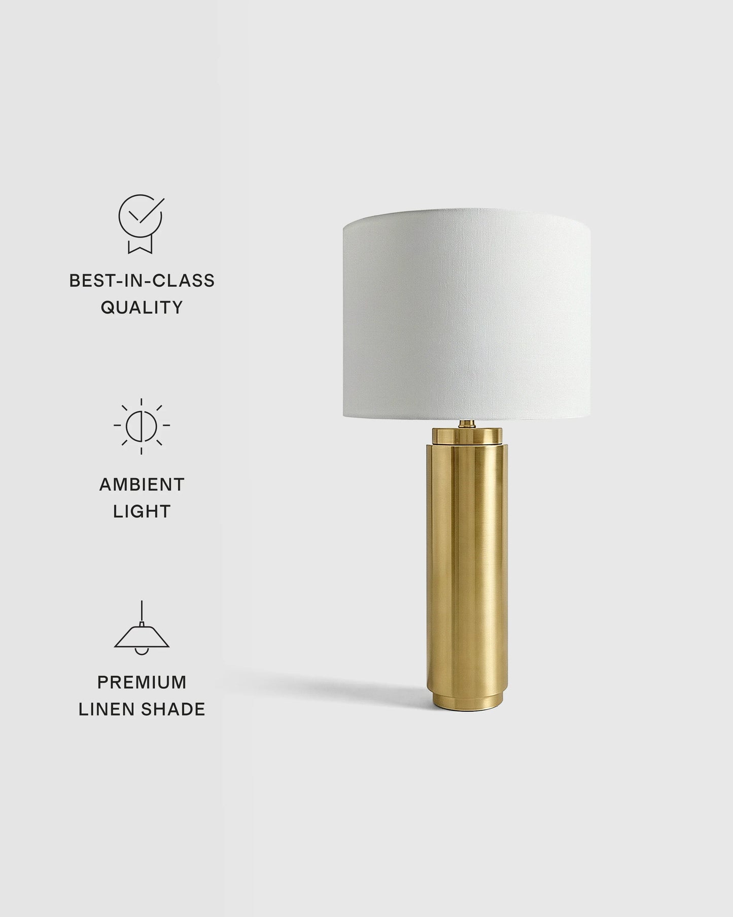 Cylindrical Iron Table Lamp - One Size / Brass