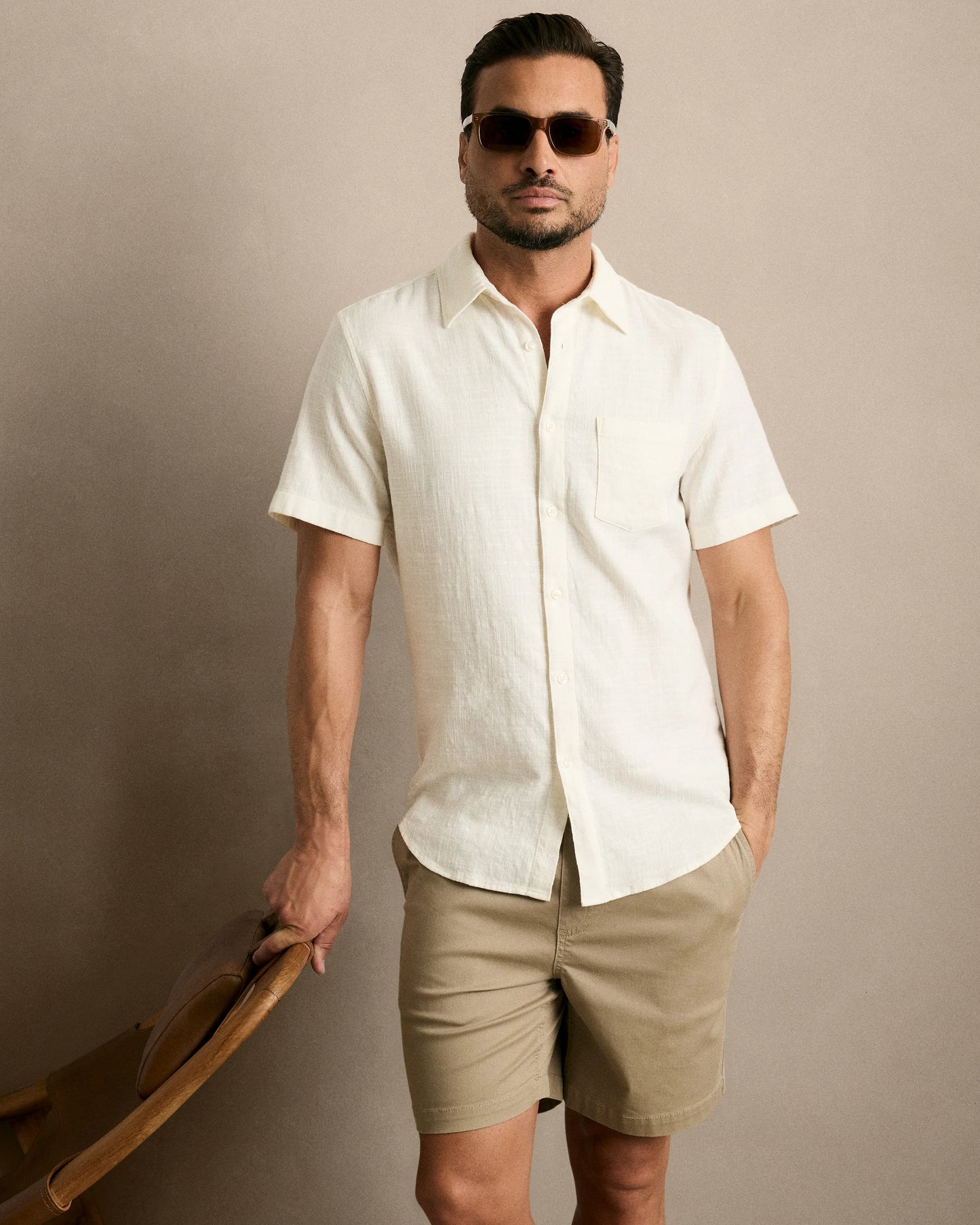 Cotton Chino Drawstring Shorts - 7" - S / Trellis
