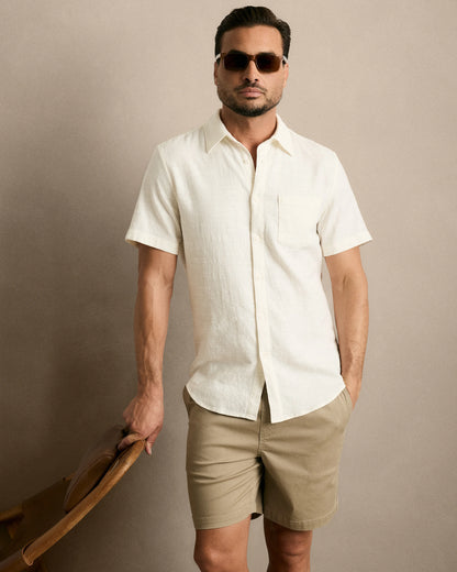 Cotton Chino Drawstring Shorts - 7" - S / Trellis