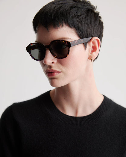 Reagan Polarized Acetate Sunglasses - One Size / Amethyst Tortoise with Grey lens