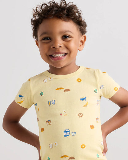 100% Organic Cotton Short Sleeve and Shorts Pajama Set - 2T / Navy Stripe