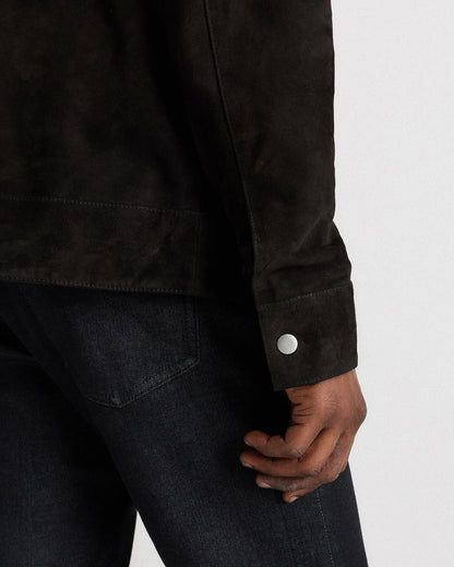 100% Suede Harrington Jacket - S / True Black