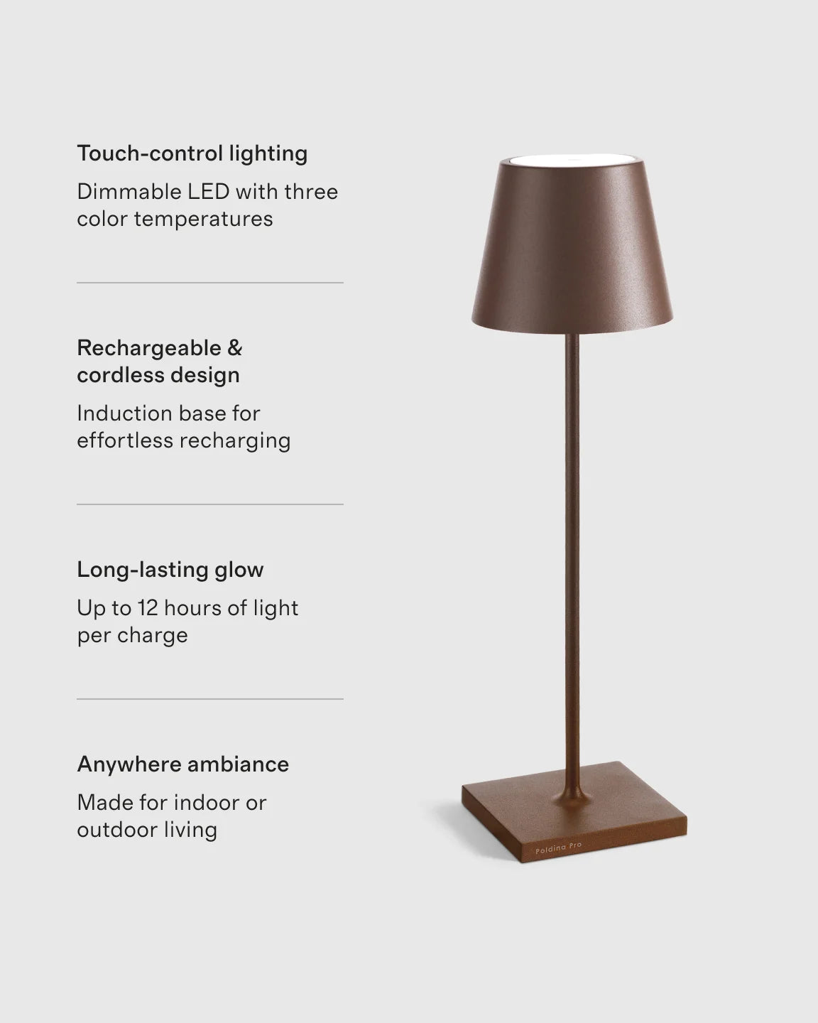 Poldina Pro Rechargeable Table Lamp by Zafferano - Regular / White