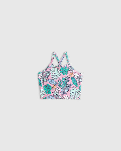 Tankini and Long Sleeve Raglan Rash Guard Set - 2T / Soft Ditsy Floral