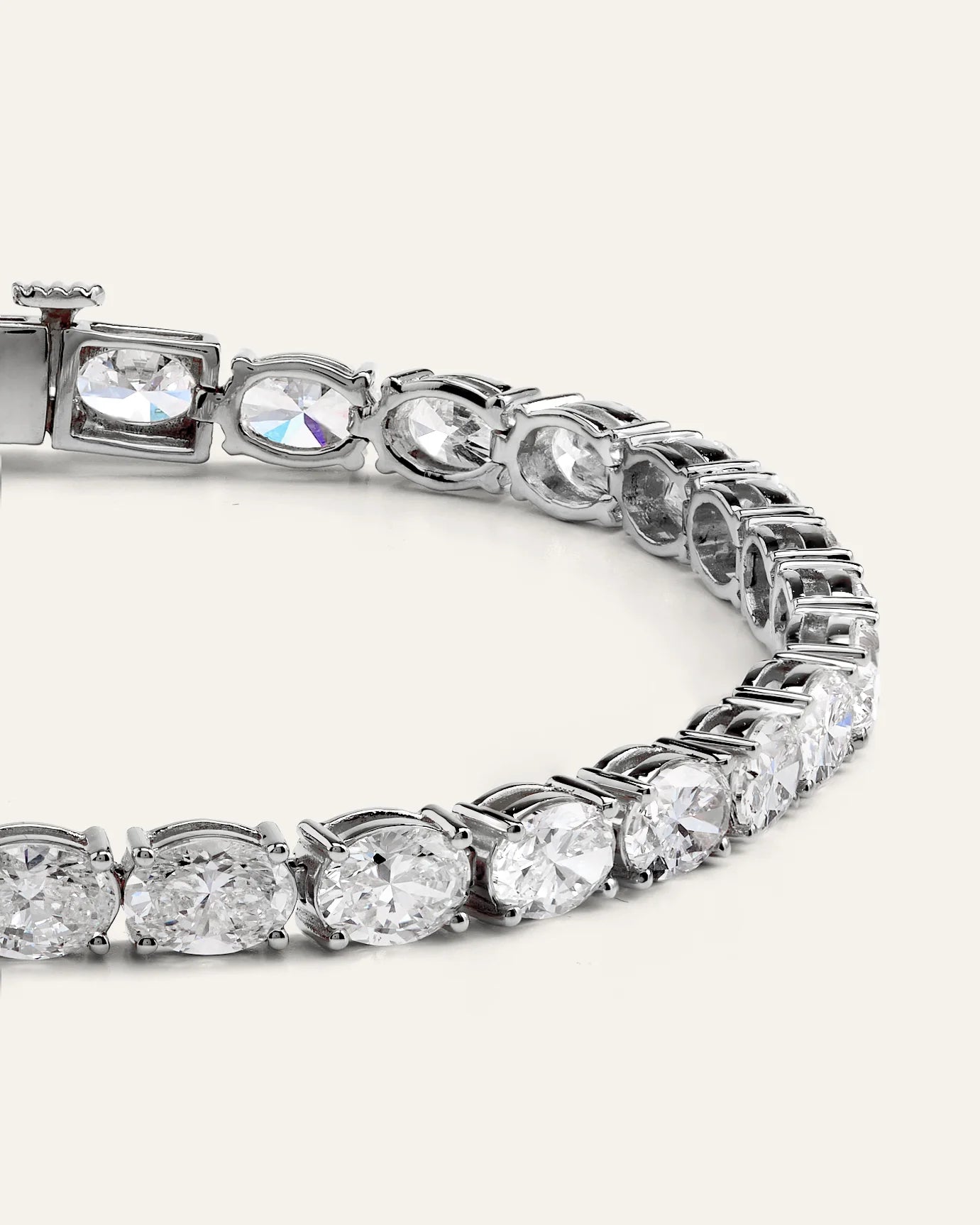 14K Gold Lab Grown Diamond East-West Oval Tennis Bracelet - 10ctw - 6.5" / Yellow Gold