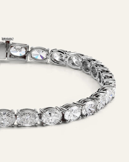 14K Gold Lab Grown Diamond East-West Oval Tennis Bracelet - 10ctw - 6.5" / Yellow Gold