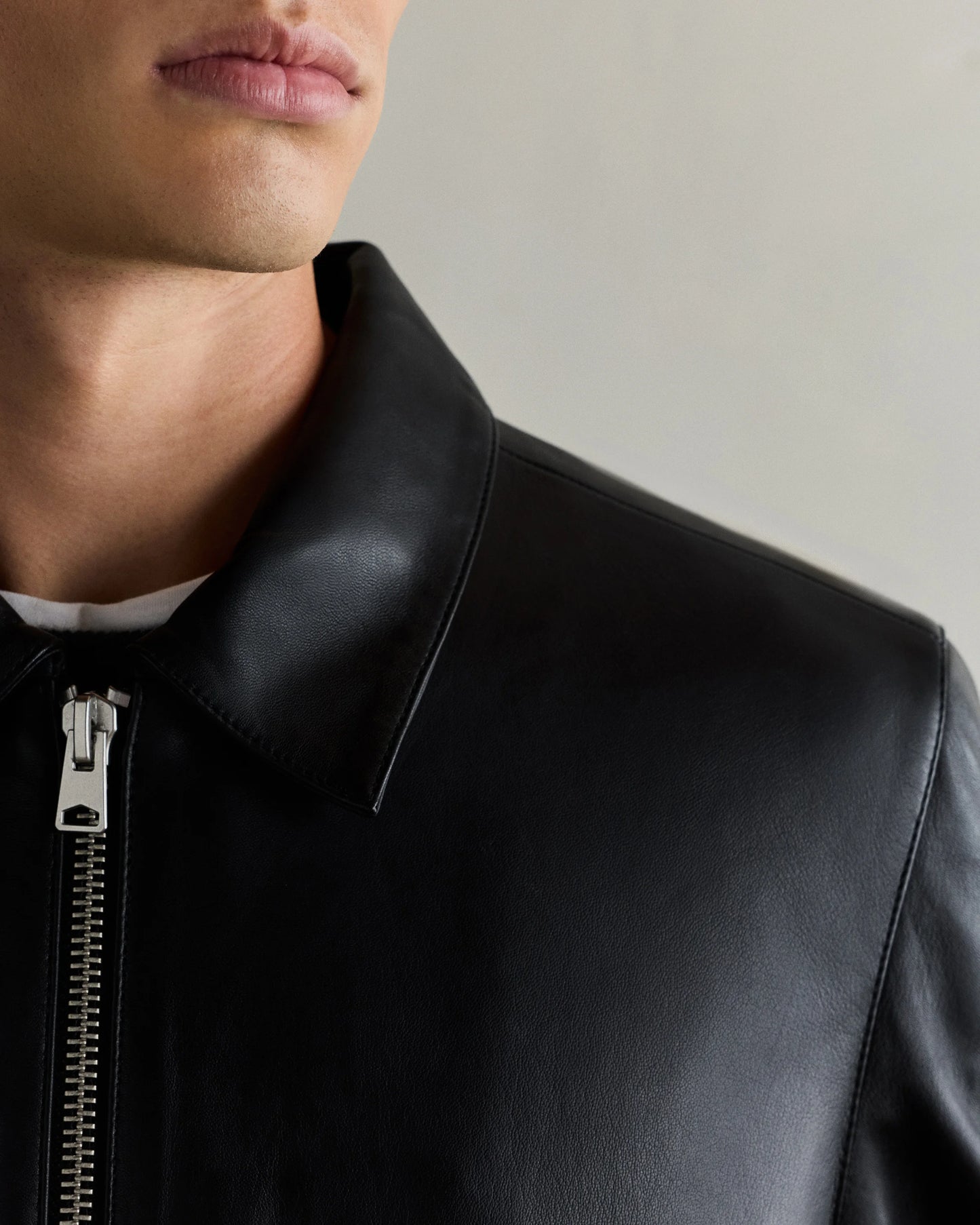 100% Leather Harrington Jacket - S / Dark Cognac Brown
