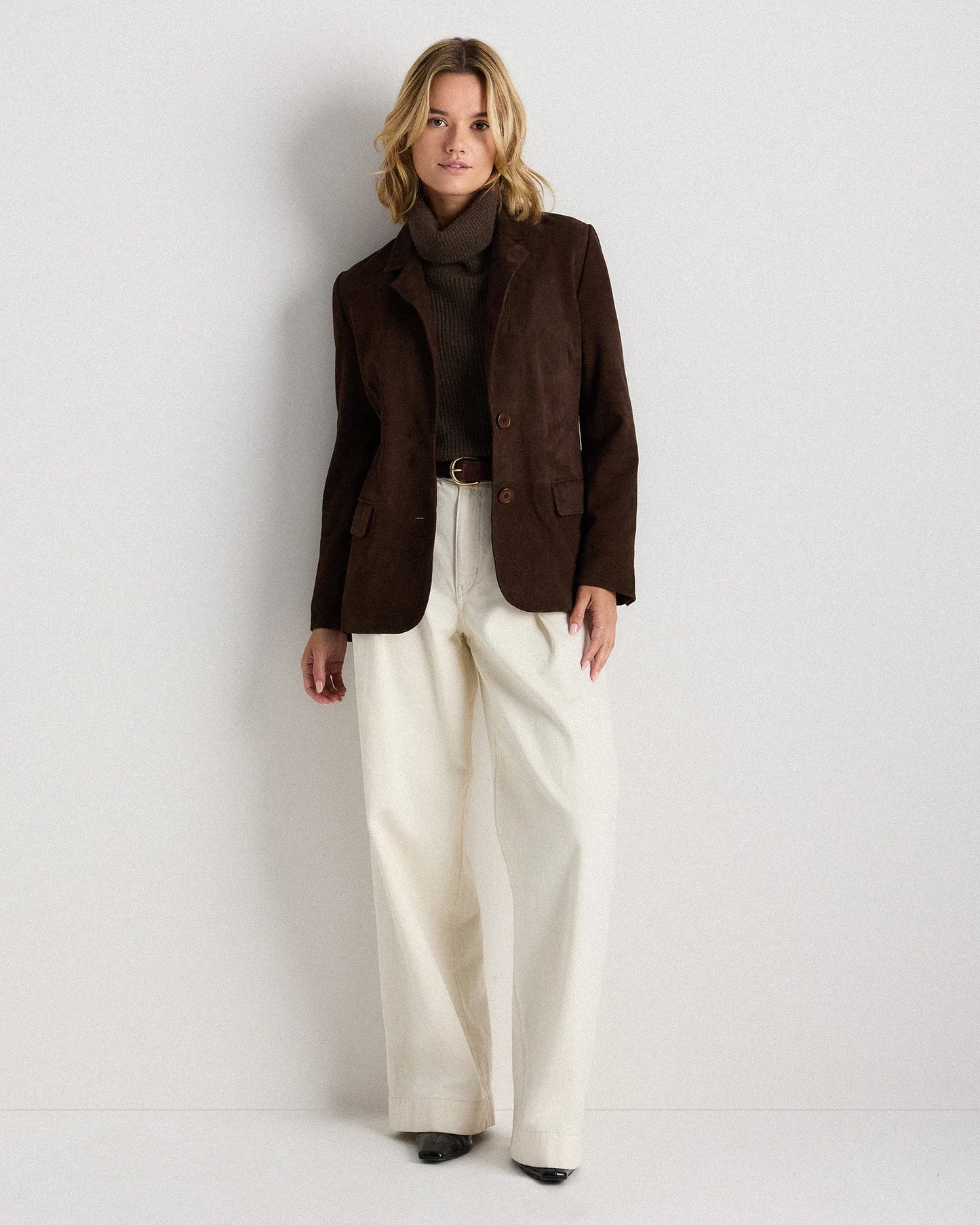 100% Suede Blazer - XS / Espresso Brown