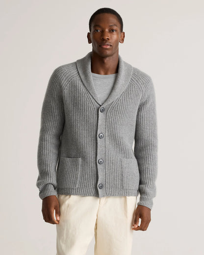 Mongolian Cashmere Shawl Collar Cardigan - S / Black