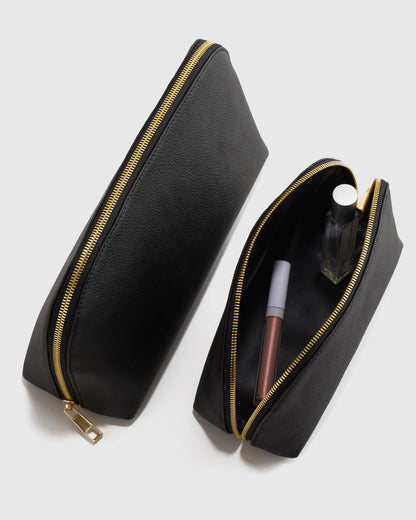 Italian Leather Pouch Travel Set - One Size / Deep Navy
