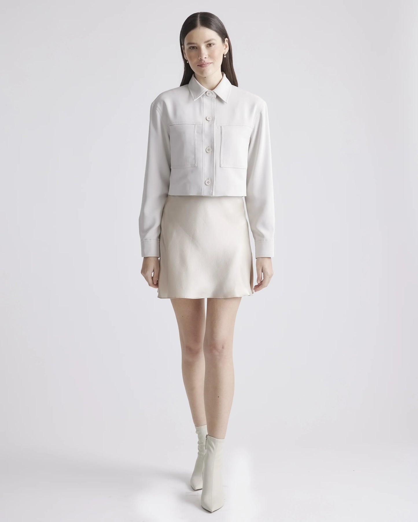 Stretch Crepe Cropped Jacket - XS / Morel