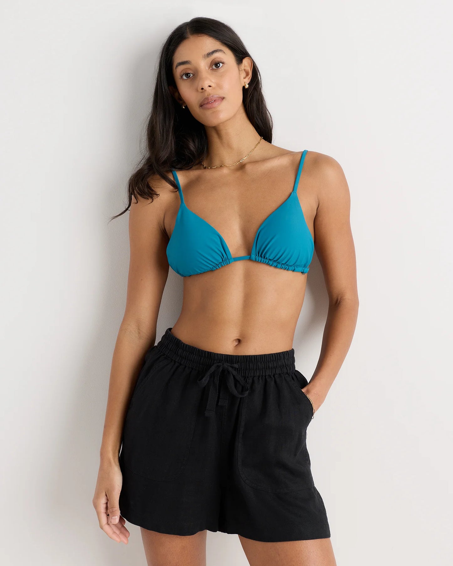 Italian Triangle Bikini Top - XS / Electric Blue Floral