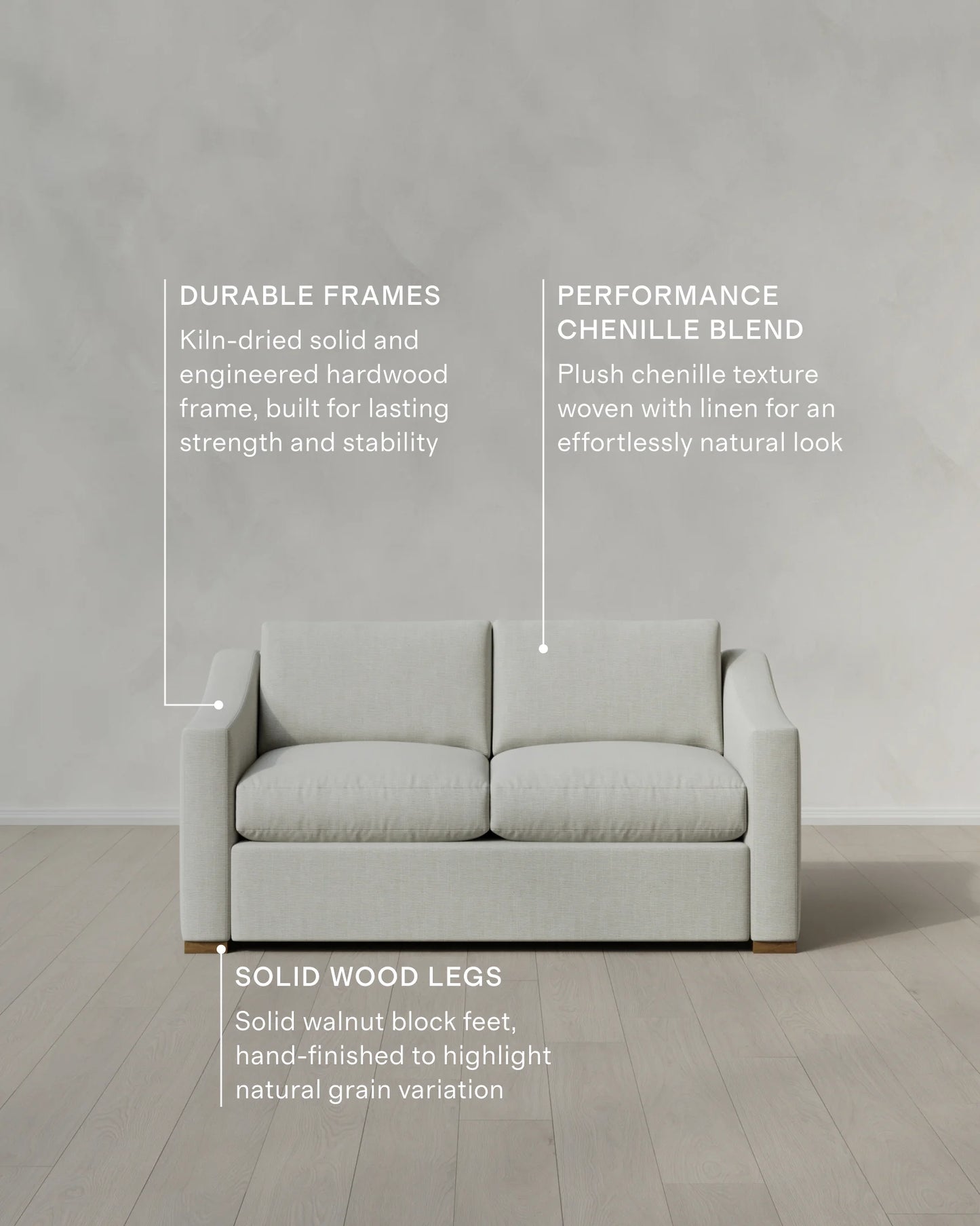 Hollis Slope Arm Sofa in Performance Chenille Linen Blend - 72" / Snow
